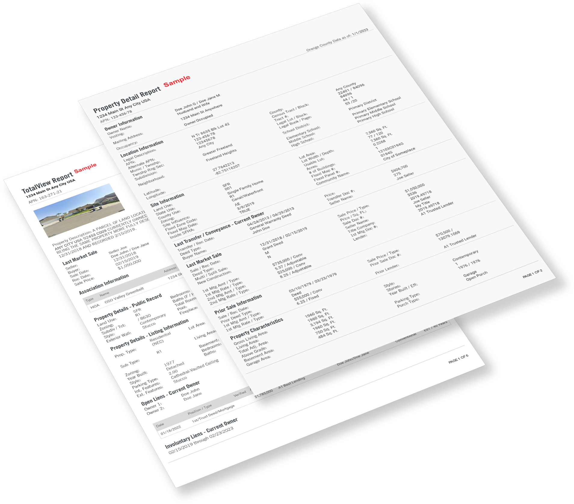 TotalView and Property Detail Report Sample Screenshot